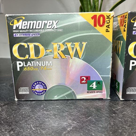 Memorex CD-RW Platinum 4x Rewritable Speed 650MB / 74 mins 21 Discs New & Sealed - Picture 5 of 10